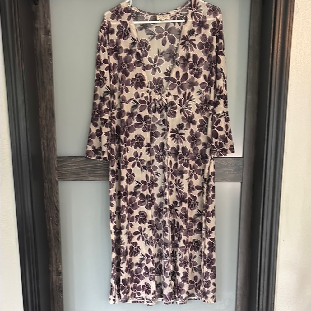 Ember Floral Swim Coverup Purple Cream Women's Medium